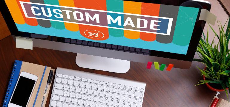 Custom digital platform design concept with website and app mockups