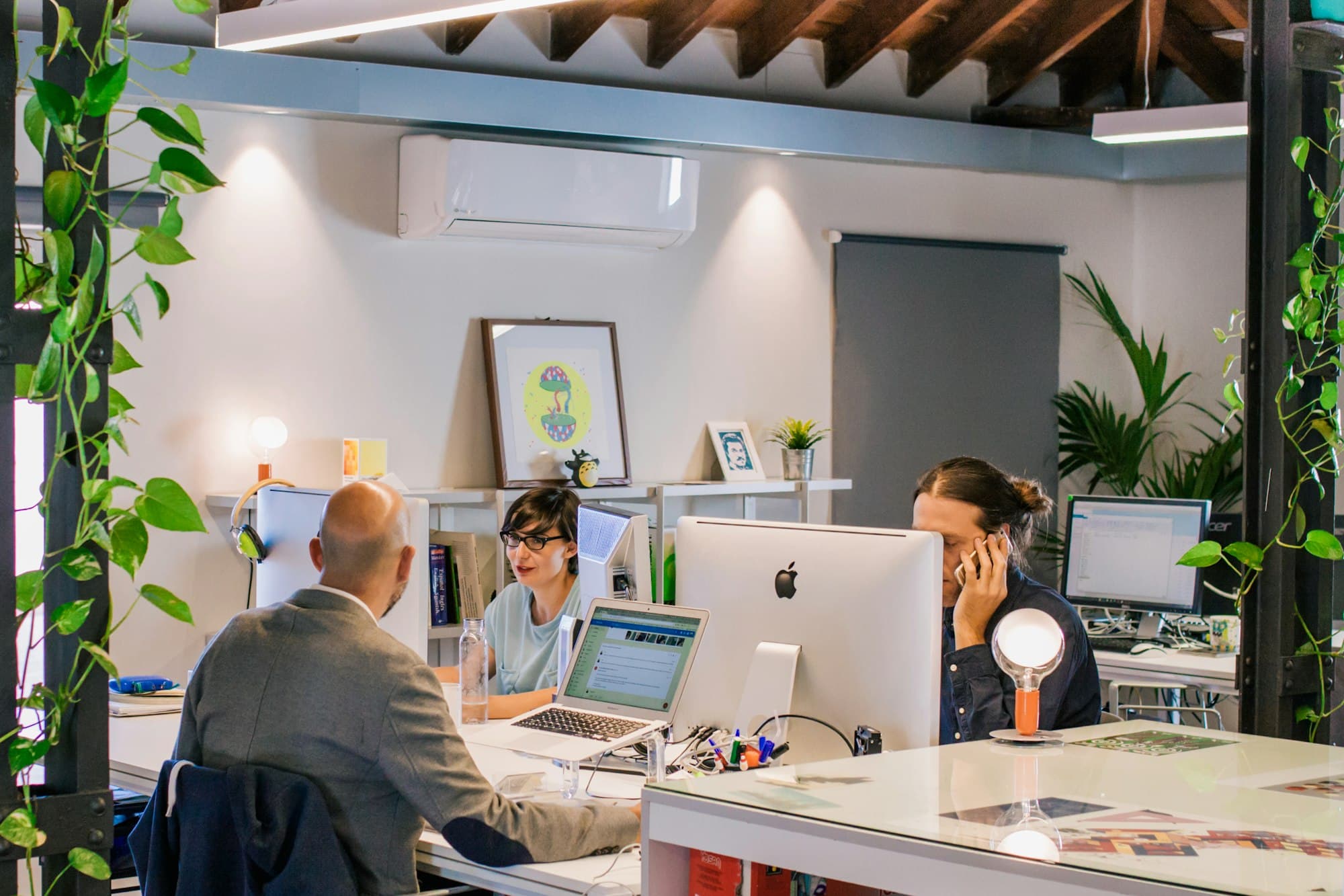 A team working together at their desks