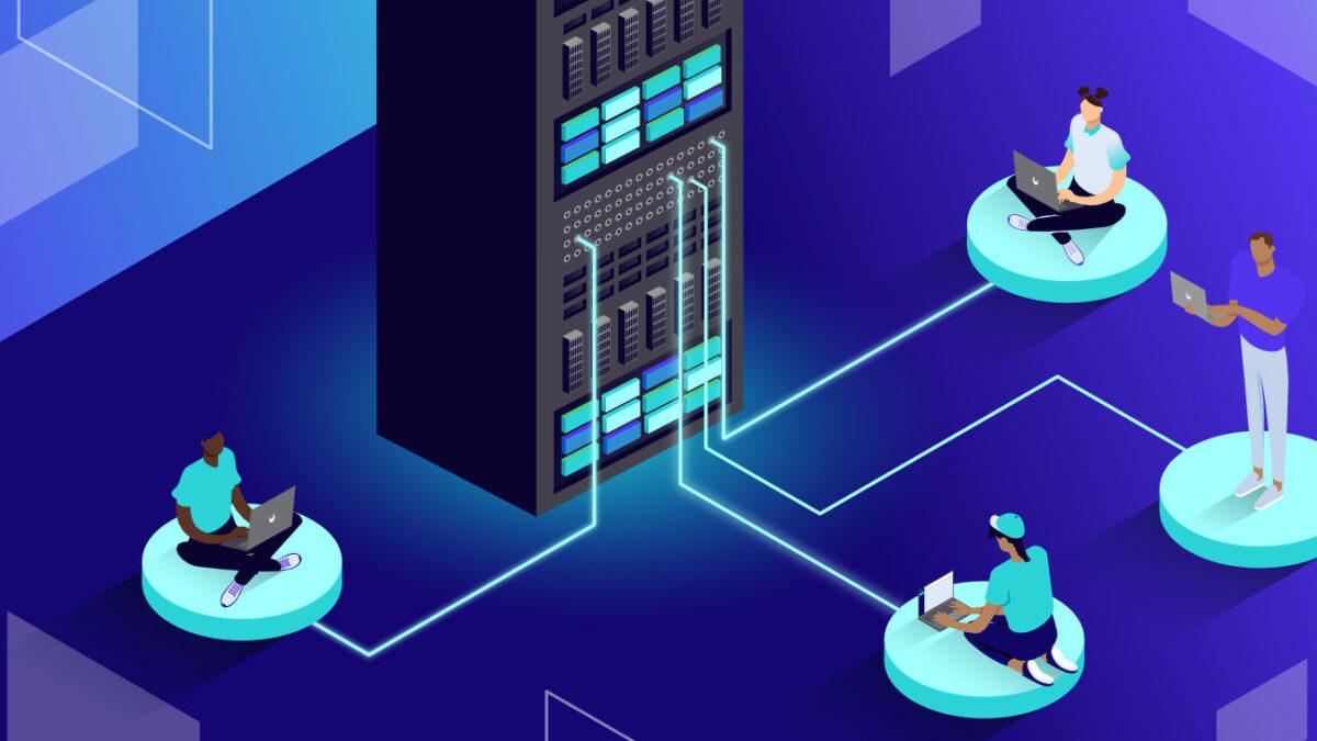 Server racks symbolizing reliable and high-speed web hosting services
