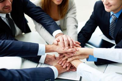 Team of developers collaborating on a web project